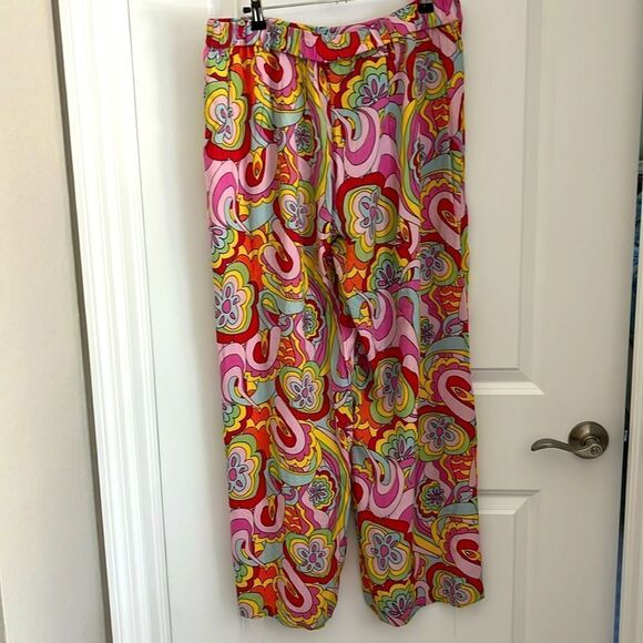 Spoon Jeans Funky Hippy colorful wide leg Pull on pants w Belt loops SZ XL - Picture 1 of 7